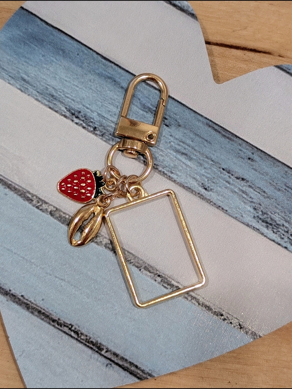 Gold-Tone Strawberry Charm Keychain